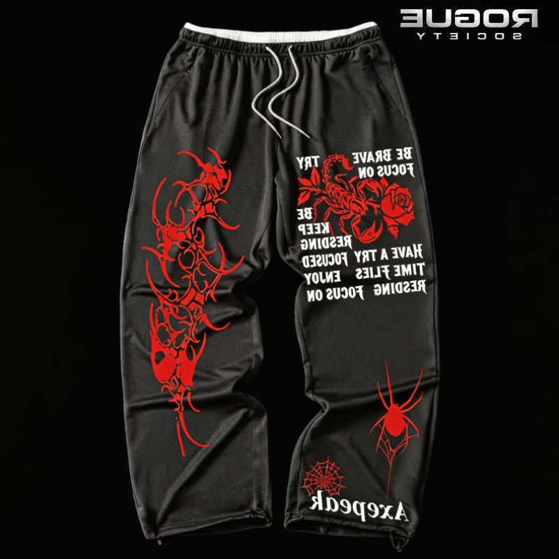 Street Gothic High Skeleton Graphic Wide Leg Pants Men Elastic Waist Streetwear Y2K Edgy Harajuku Loose Trousers Hip Hop UnisexT260917