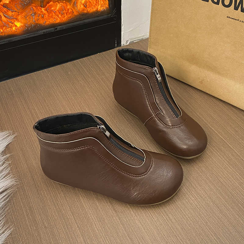 Women's Ankle Boots Winter Flats fashion Soft Leather Women Boots Walking Woman Shoes Designer 2025 New Sneakers Female Zapatos D260917