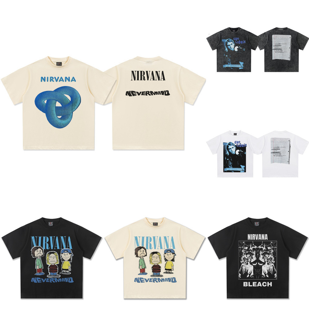 Designer Spring/Summer New NIRVANA Rock Band Vintage Short-Sleeve T-Shirt Heavy Washed Distressed Trend