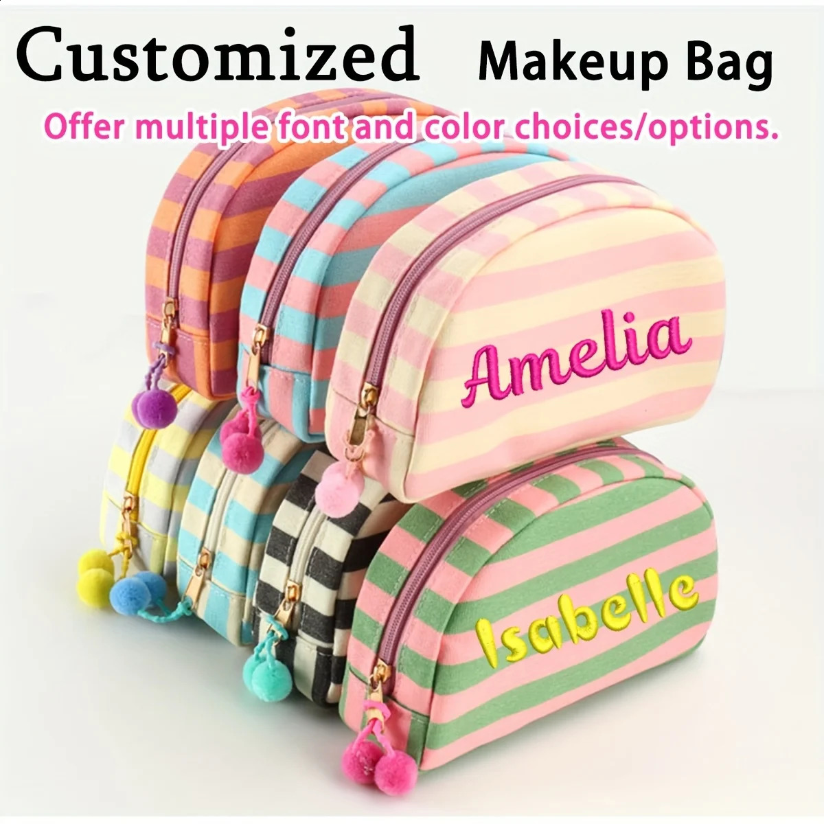 Customizable Text ShellShaped Makeup Bag Multiple Colors Large Capacity High Quality Polyester Fashionable Cosmetic Pouch 260917