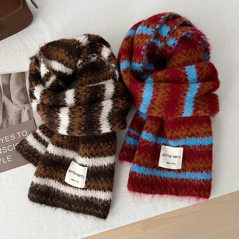 Autumn Winter Colorful Striped Knit Scarf Wrap Thick Warm Neck Warmer Women EU US Style Q260916