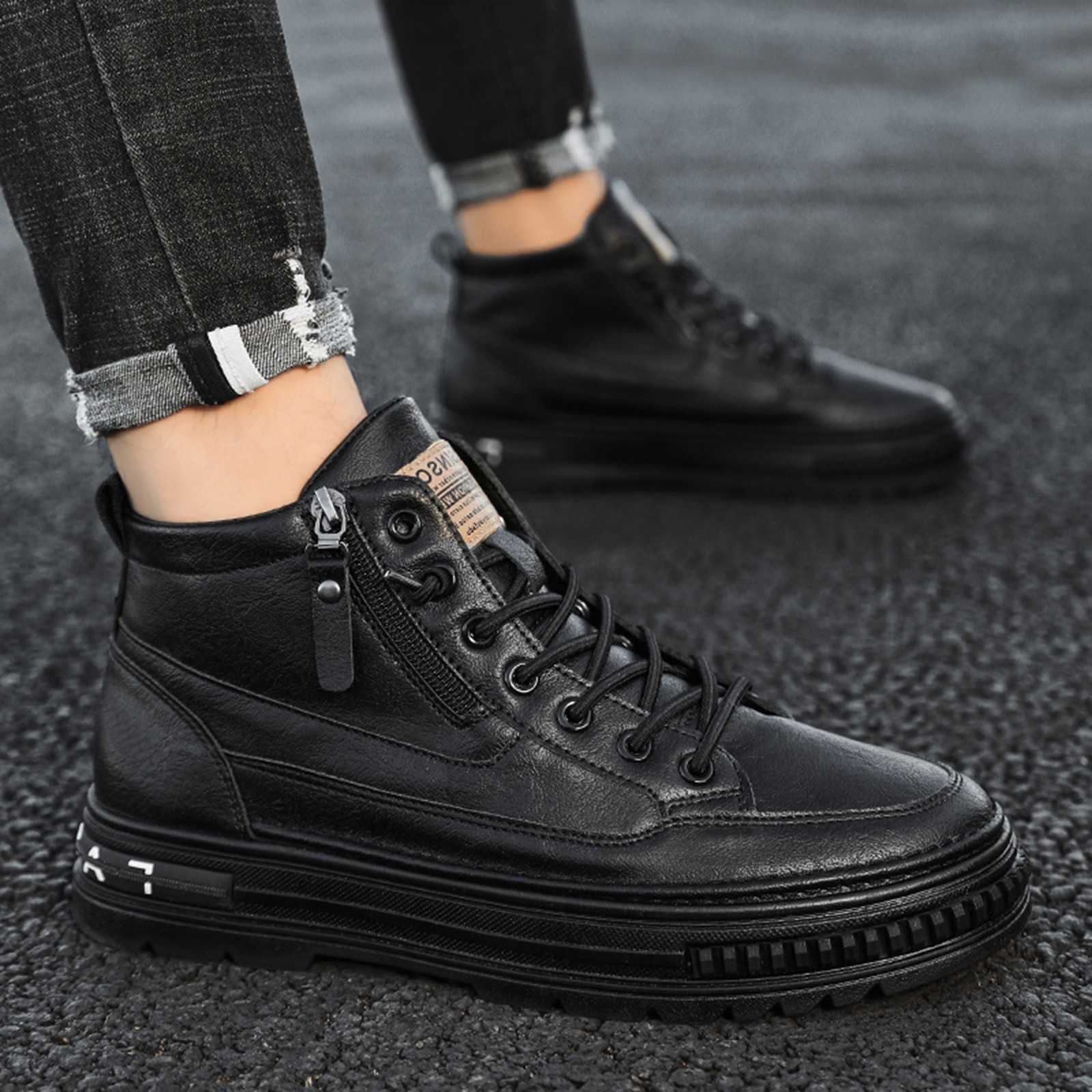 Shoes Biker Boots Women Men Small White Shoes High Top Board Shoes Students fashionable Thick Soled Sprain Walking Boot D260917