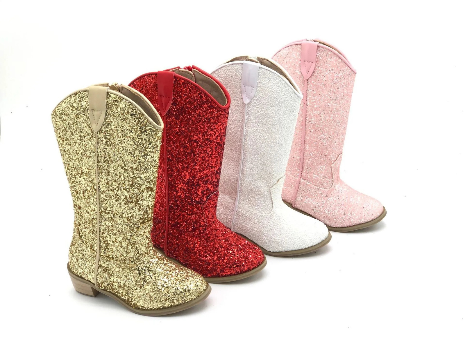 Girls Knee High Riding Boots Baby Toddler LittleBig Kids Glitter Cowboy Cowgirl Autumn Winter Zipper Low Heel Pumps Sequin Shoe 260916