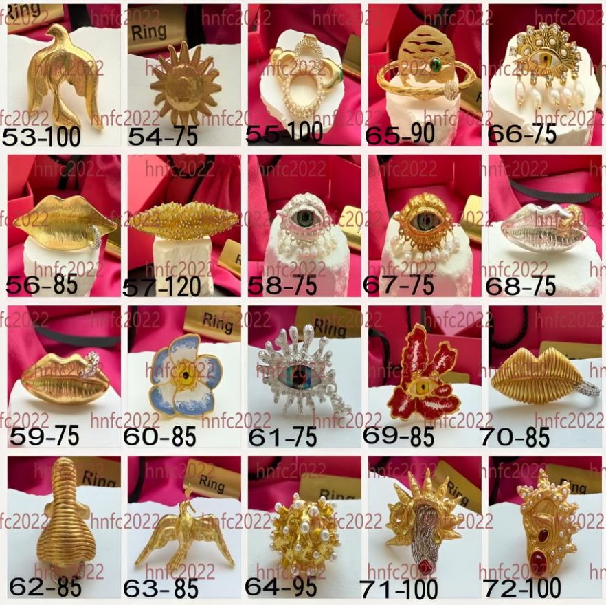 Schiaparelli exaggerated flower ring eye tooth ears mouth lips nose ALLIGATOR TROMPE L'OEIL RINGS Gold silver Jewelry Vintage Designer E555