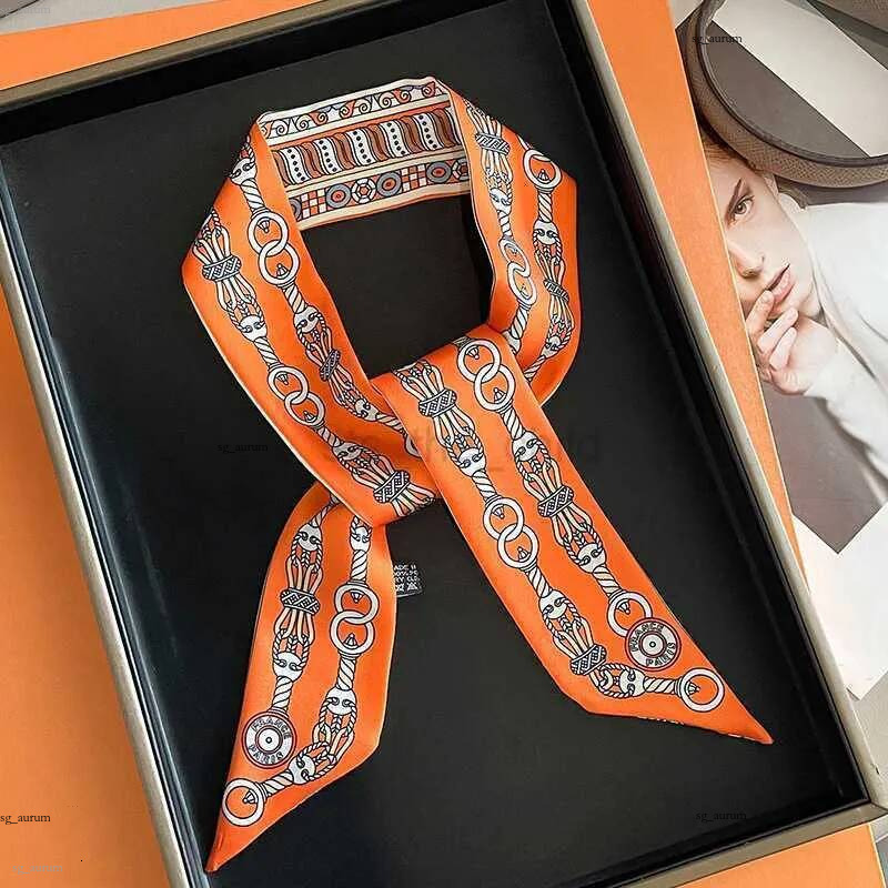 Foulard en soie 2023 pour femmes, sac de luxe imprimé avec chaîne, Foulards slim, enveloppe de poignet, serviette, foulard, bandeau musulman, Hij