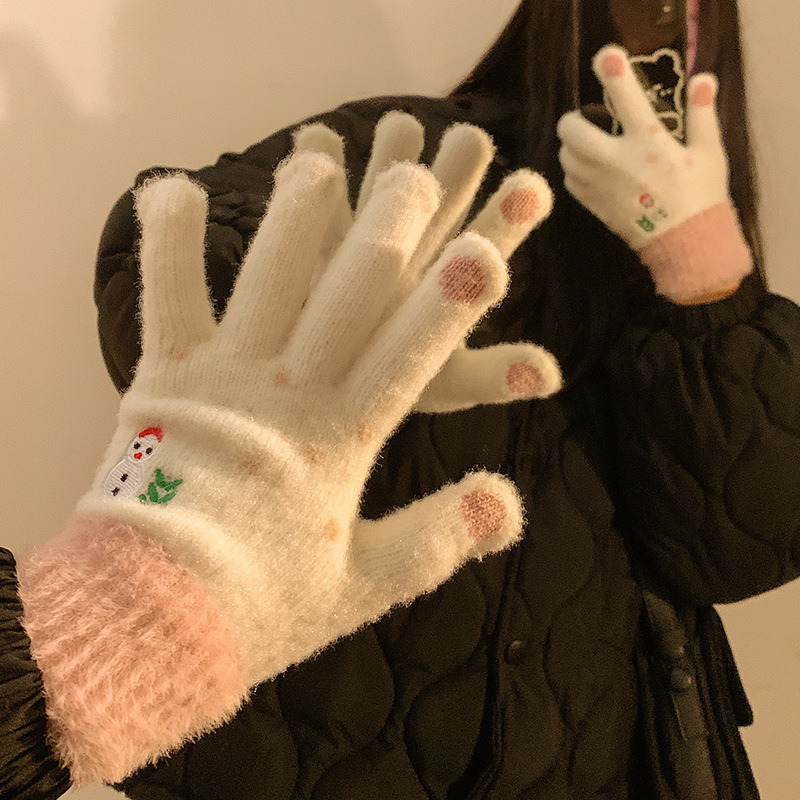 Fleece-lined thickened, touchscreen-compatible cycling gloves women, designed warmth cold protection during winter rides. Cute and stylish for girls