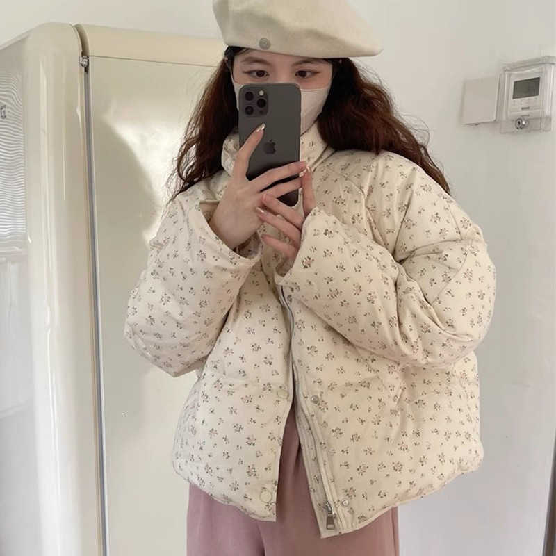 Cotton Sweet Floral GG American Jacket 2026 Winter New All-match Coat Women Loose Long Sleeve Thicked Warm Tops Mujer Parkas H260917
