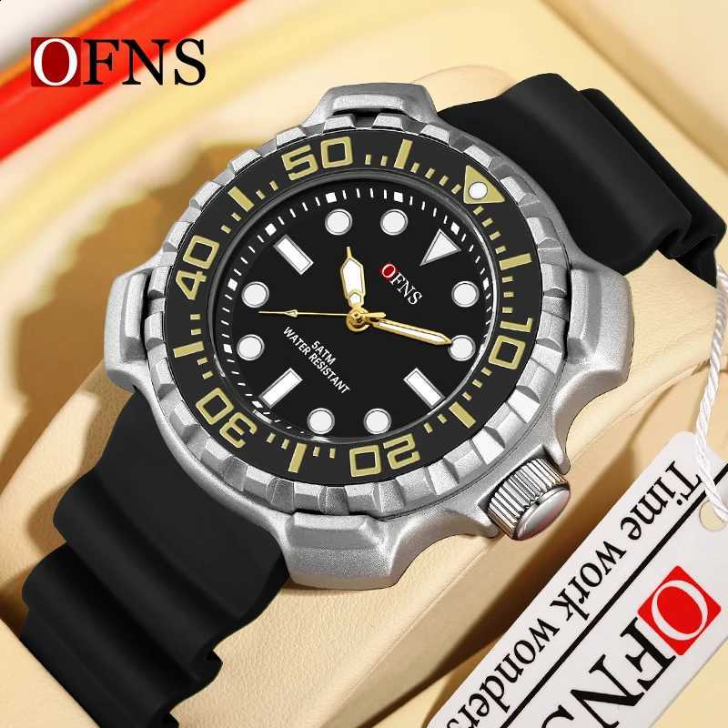 OFNS Top Brand New Men's Watches Silicone Elastic Force Strap Waterproof Sport Watch Men Business Quartz Watch Relogio MasculinoT260916