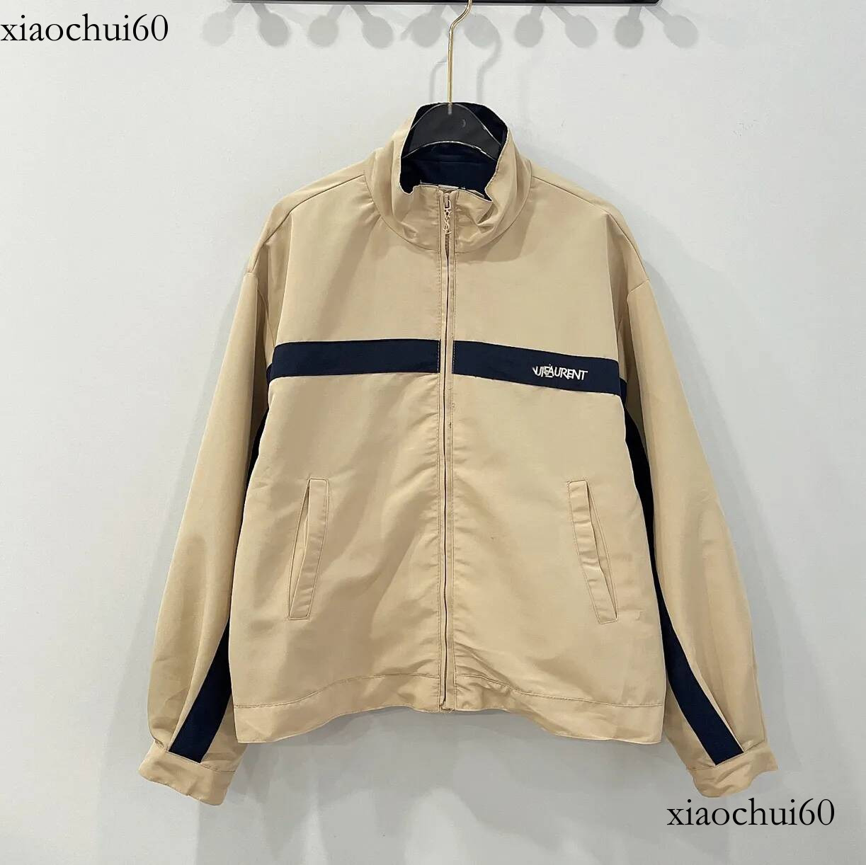 Luxury Designer Style Couple Jackets Striped Embroidered Casual Outwear High Quality Spring Autumn Zip Up Coat536