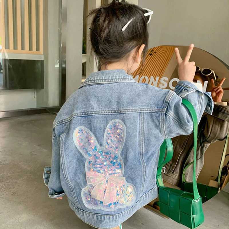 Denim Spring Girls Jacket Cute Rabbit Autumn Fashion Little Princess Baby Coat Birthday Gift 1 2 3 4 5 6 8 10 Years Kids ClothesT260916