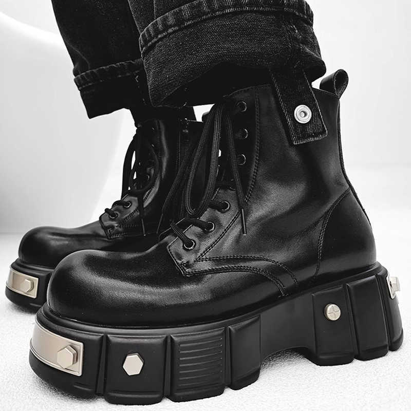 designer high platform italian boots for men fashion soft leather shoes spring autumn boot stylish motorcycle botas D260917