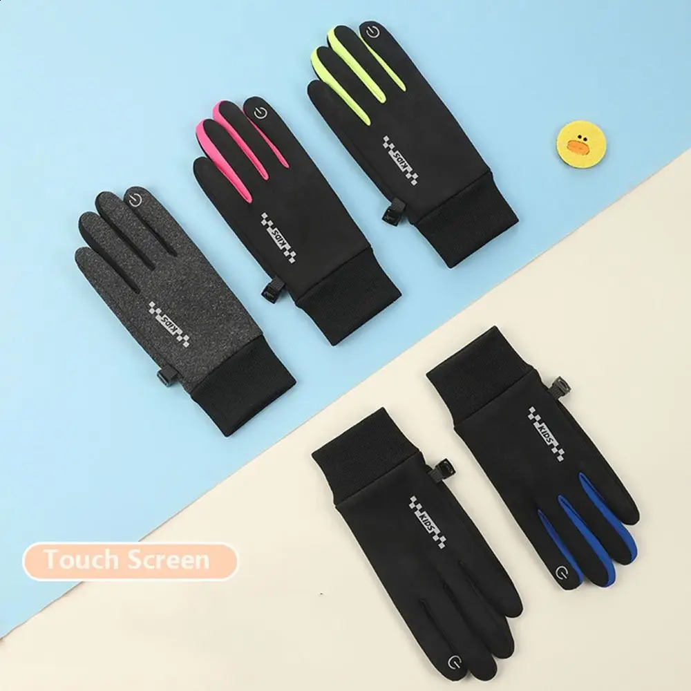 Non-slip Winter Children Bicycle Riding Gloves Full-finger Touch Screen Kids Warm Gloves Non-Slip Reflect 260915