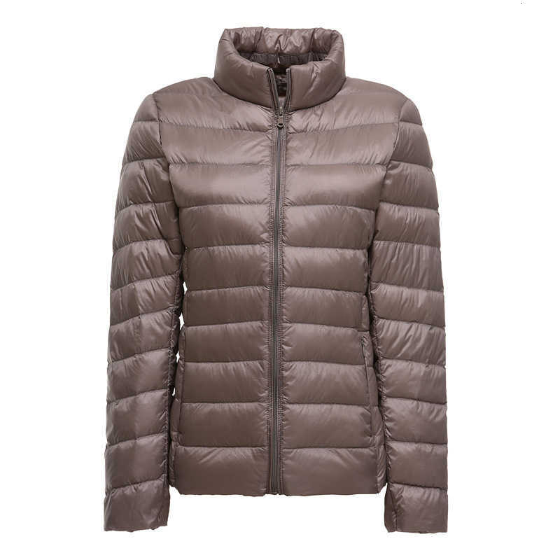 Women 2026 Winter Blue New Ultralight Thin Collar Jacket White Overcoat Long Sleeve Warm Coat Parka Female Portable Outwear H260917