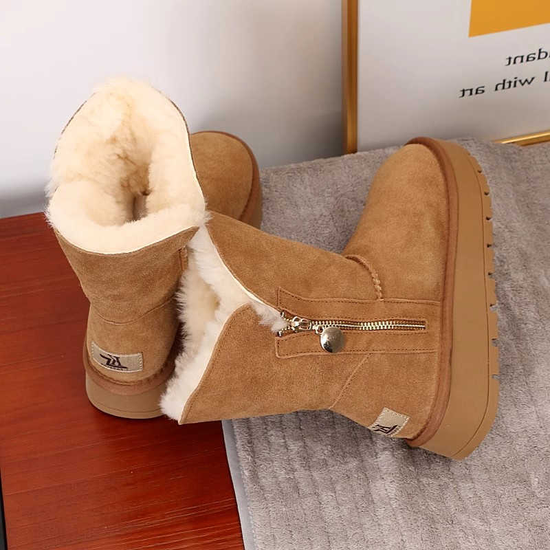 thick-soled snow boots for Mid-calf women in Winter 2025 new fleece thickened warm and comfortable cotton shoes D260917