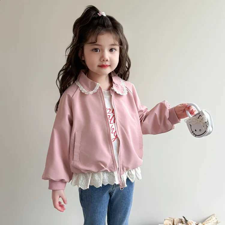 Spring Lace Girls' Baseball Jacket 2026 New Children's Style Western Fashionable Coat for Girls' Baby Spring TopT260916
