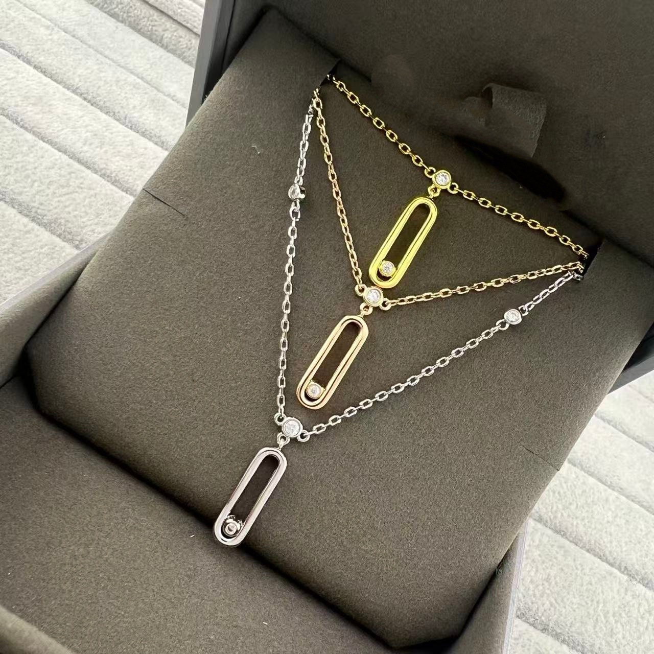 Designer Messikaas V Gold Plum Blossom Smooth And Elegant SingleDiamond DoubleLayer Necklace For Women Summer Light Luxury Niche Design MultiLayered