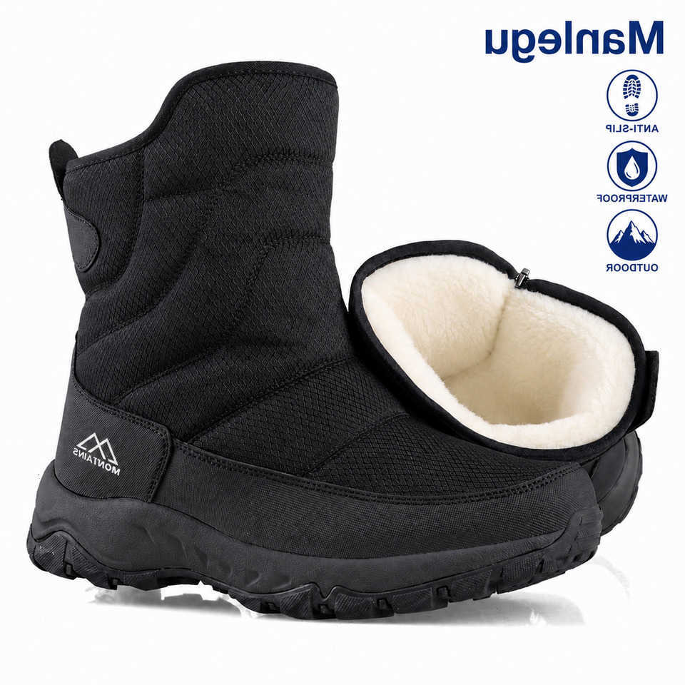 Women's Outdoor Snow Boots Anti-Slip Insulated Warm Fur Lined Winter Hiking Walking Shoes Water-Resistant Christmas Gift D260917