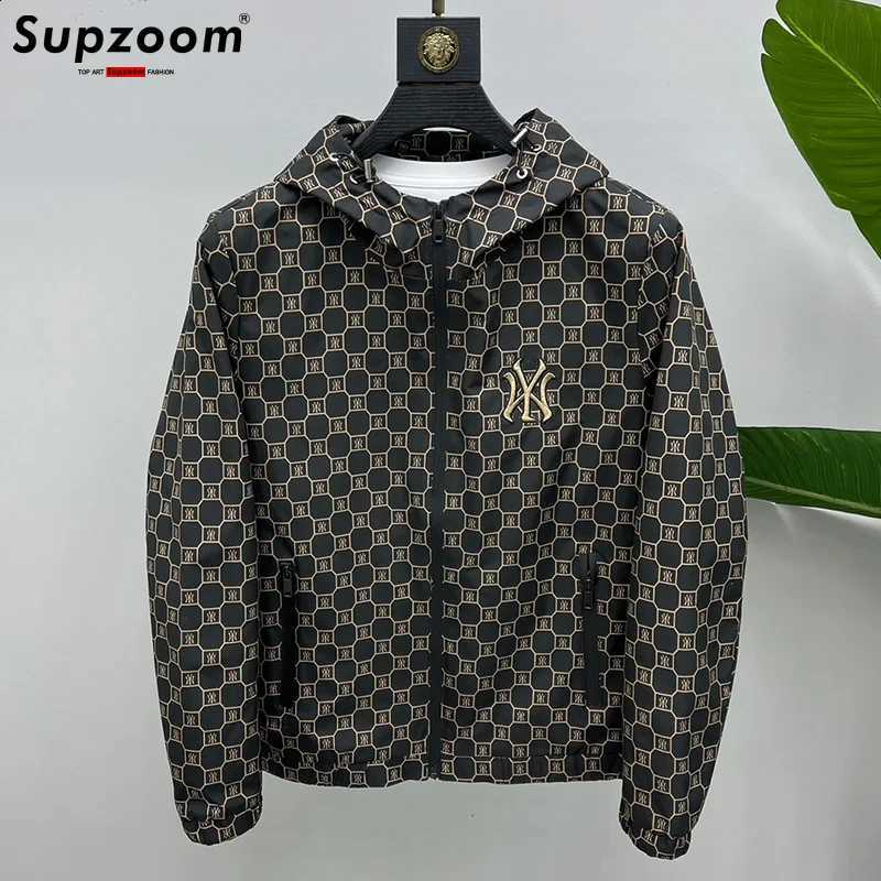 Supzoom 2024 New Arrival Top Fashion Hooded Embroidery Letters zipper Spring And Autumn Casual Trend Couple Loose Coat Jacket C260917