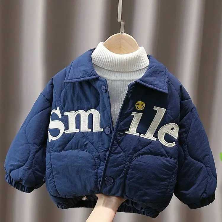 Baby 2026 Kids Winter New Girls Light and Thin Lapel Single Buckle Warm Top Outwear Boy Toddler Cartoon Jacket Outfits 0-7Y J260917