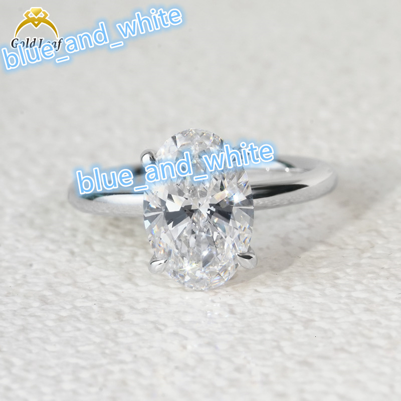 Goldleaf Customize Jewelry Ring 14k 18k White Gold Oval Shape 1ct 2ct 3ct D VVS for Women's Lab Grow Diamond Ring