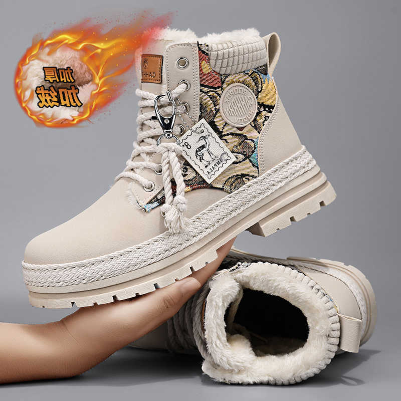 Snow Boots Casual Mens Shoes Fur Warm Leather Winter Ankle Combat Motorcycle Chelsea Outdoor Hiking Designer D260917