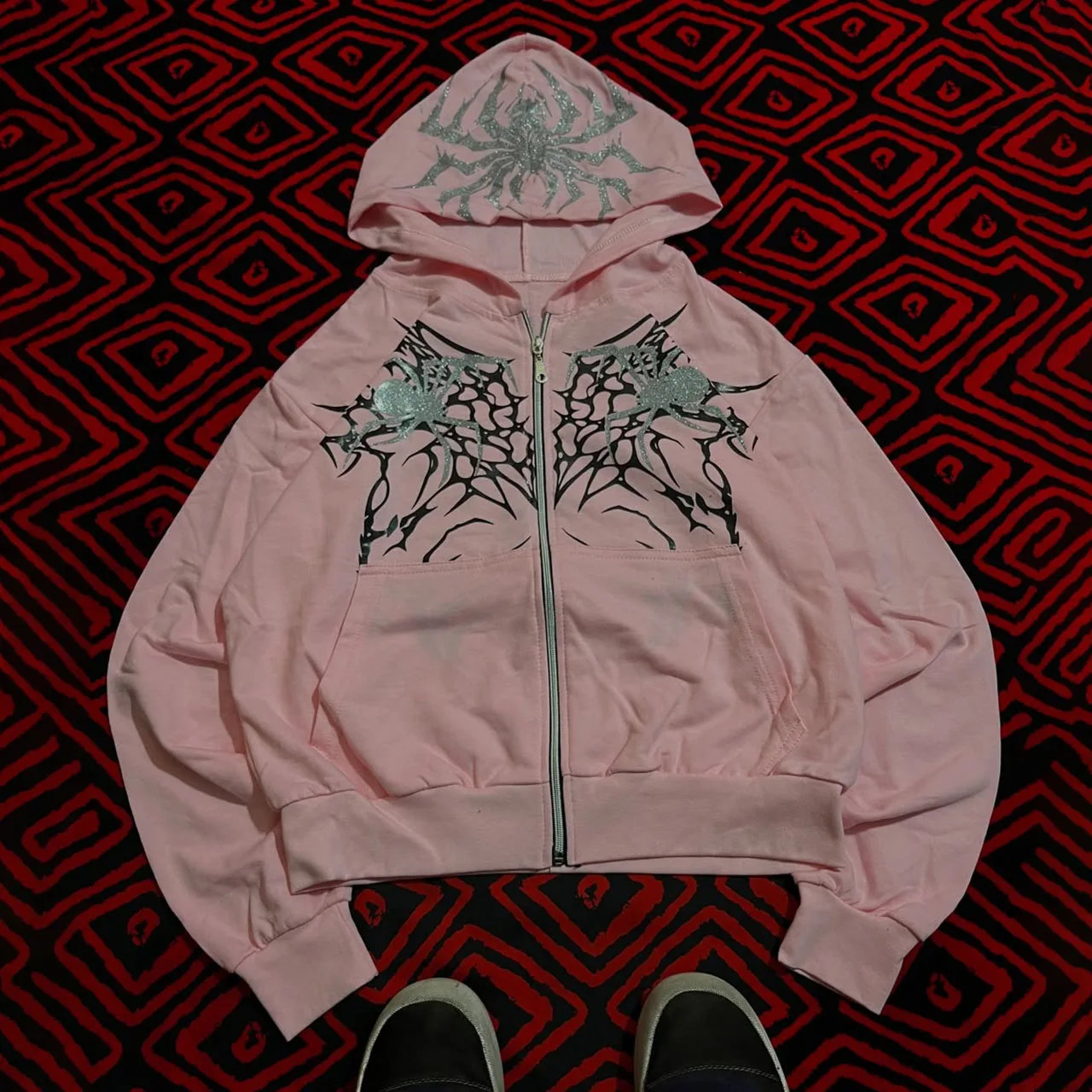 Y2K Coat Autumn Winter Fleece Long Sleeve Zipup Hoodies Gothic Printed Zipper Women Men Vintage Fashion Hip Hop 260917