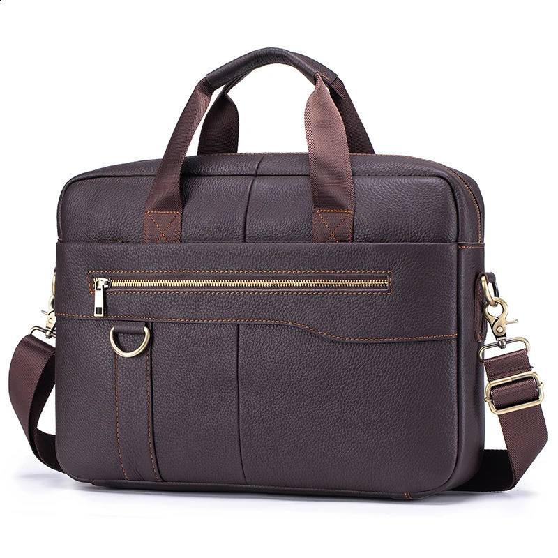 Men's Vintage Genuine Leather Briefcase Large Laptop Bag Cowhide Office Work Business Travel Shoulder 260917