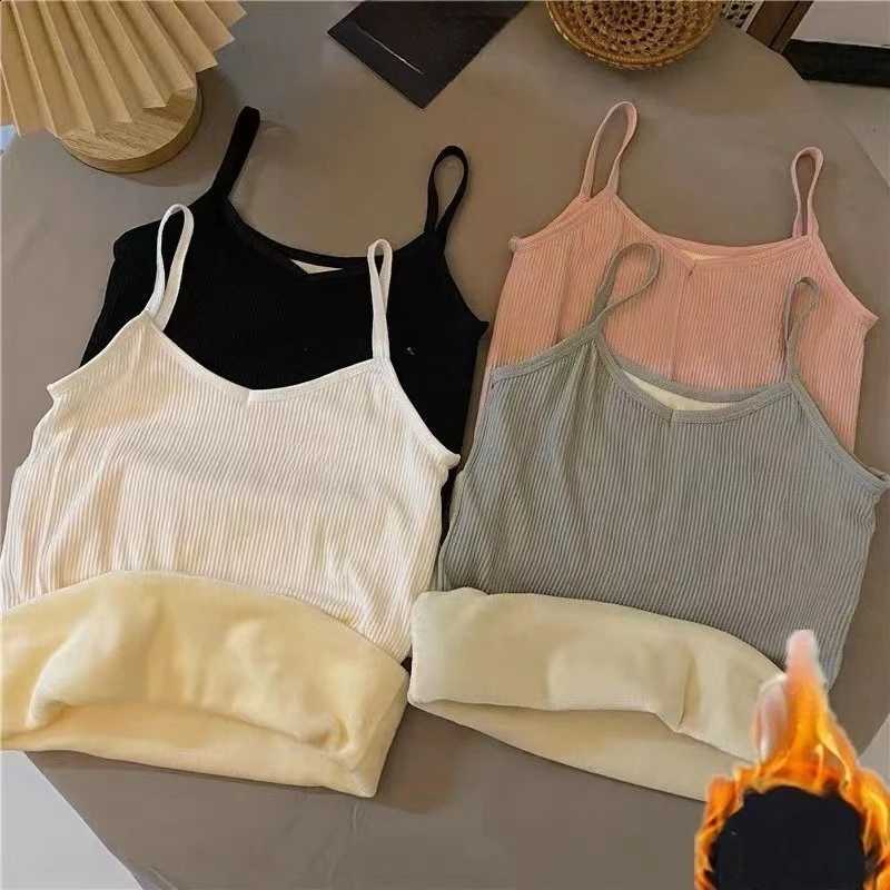 Women's Winter Thermal Velvet Underwear Top Thickened Suspender Bottomed Slim Warm Vest Sexy plus Size Female Undershirt H260916