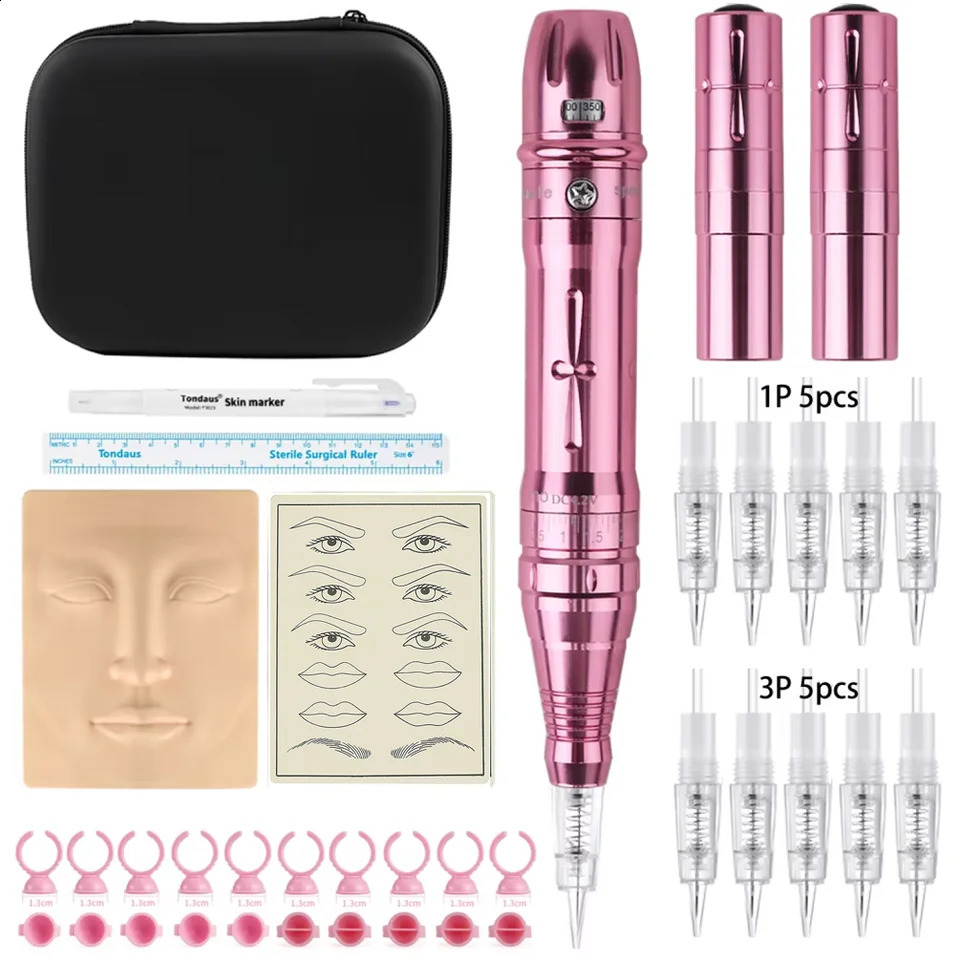 Wireless Permanent Makeup Machine Kit Micropigmentation Microblading Pen Eyebrow Tattoo With 2 Battery 10 Cartridge Needle 260917