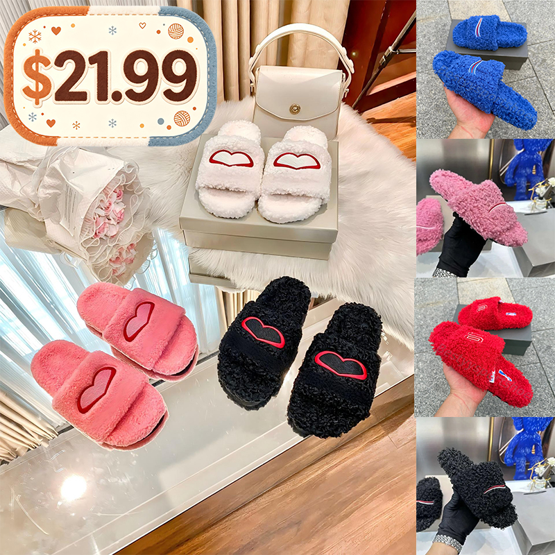 Designer Luxury Slides men women Slippers Ladies Wool Summer Fur Fluffy Furry Letters Sandals Comfortable Fuzzy Girl Flip Flop Slipper with dust bag