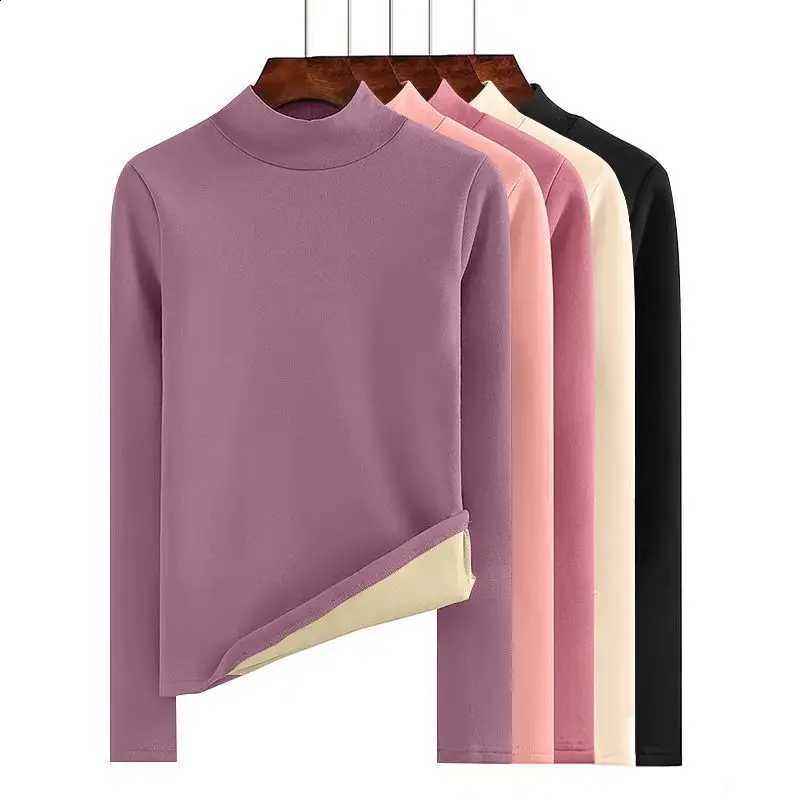 Lamb Fleece Base Shirt with Thickened Fleece Heated Autumn Fiber Long Sleeved T-shirt Winter New Women's Top Slim Fit Warm Tops H260916