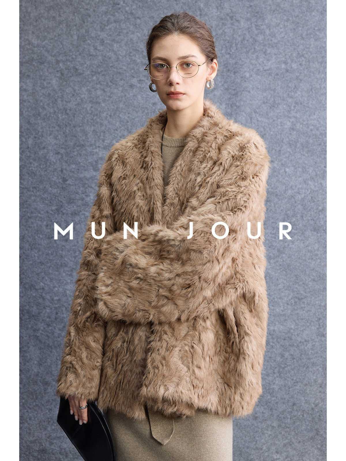 Light Luxury, Old Money Style, Minimalist, Relaxed, And Effortlessly Chic Collarless, Versatile Wavy-Textured Faux Fur Coat MAKOUFEI