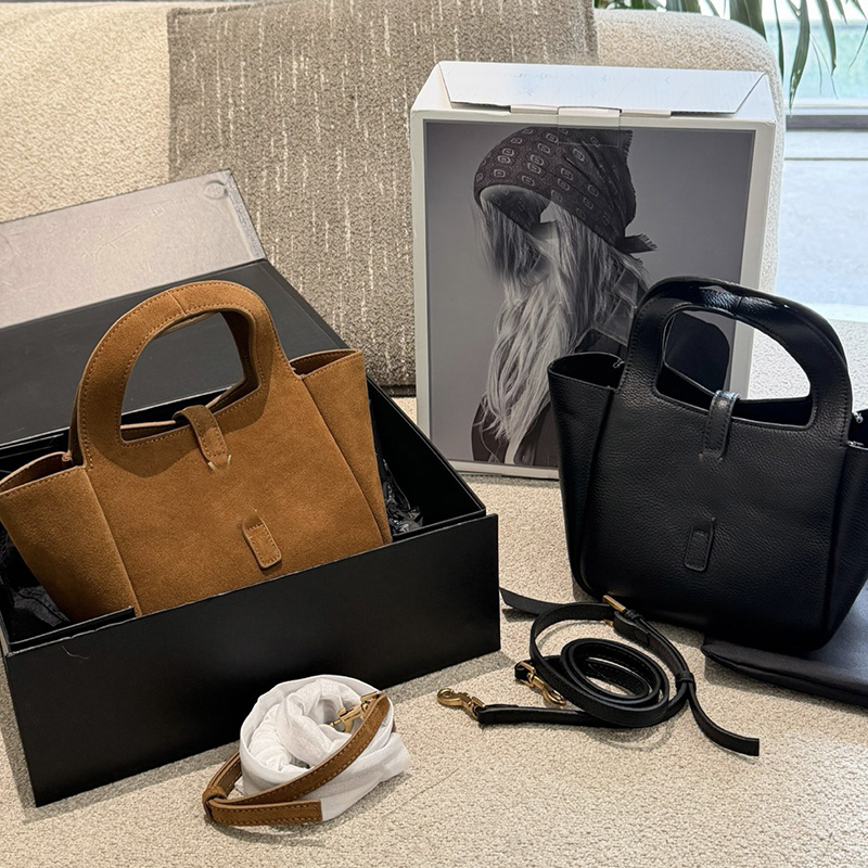 Winter Brown suede leather designer mini shoulder bags black real leather luxury Women small handbags 18cm baby beae Tote Bag Vegetable Basket Hobo