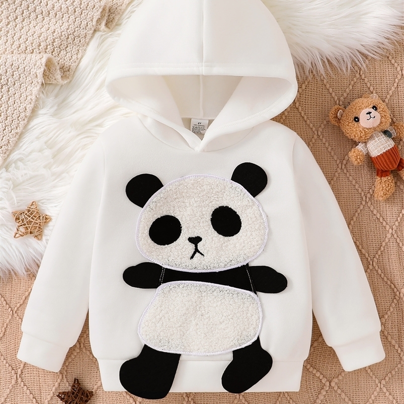 Spring and Autumn girls fashion sports casual childrens hoodie White giant panda embroidered hoodie Versatile trend 260916