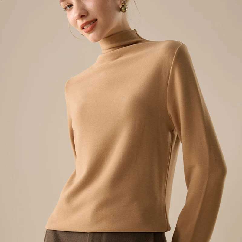 FINETOO 1Pcs Pile Collar Long Sleeve Women Top Thermal Shirt Elastic Slim Fit Basic Layer Shirt Winter Warm Long Sleeve Blouse H260916