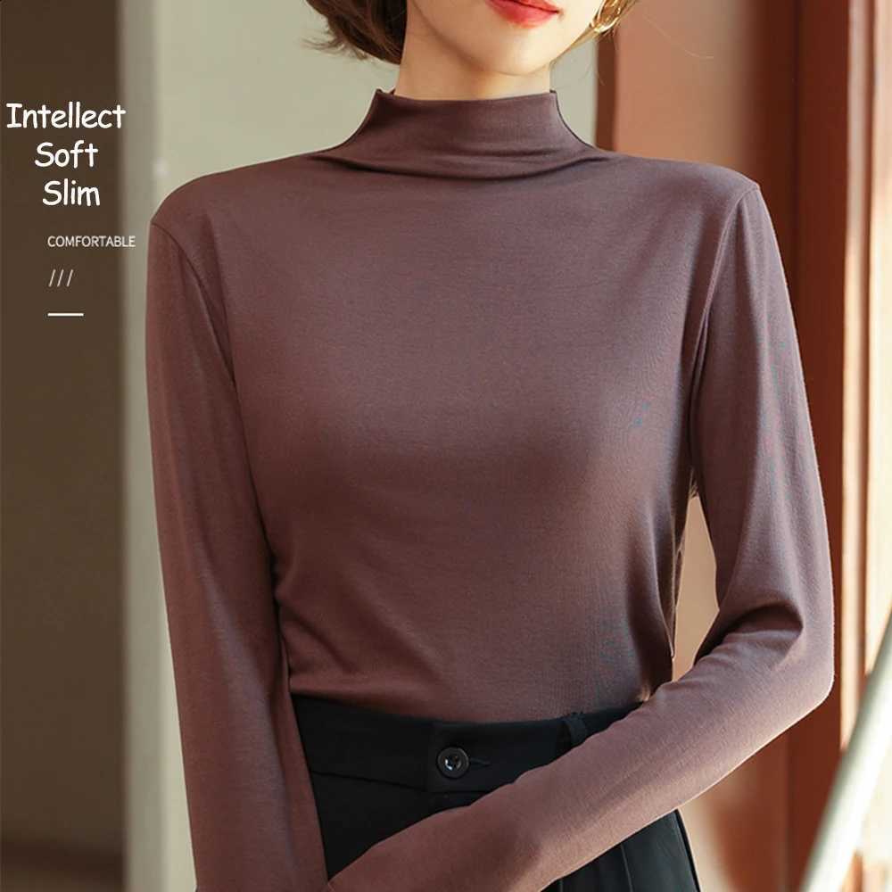 Women's Thermal Underwear Slim Half Turtleneck Thickened Full Sleeve Top Tight Pullover Bottoming Shirt Warmer Tops For Women H260916