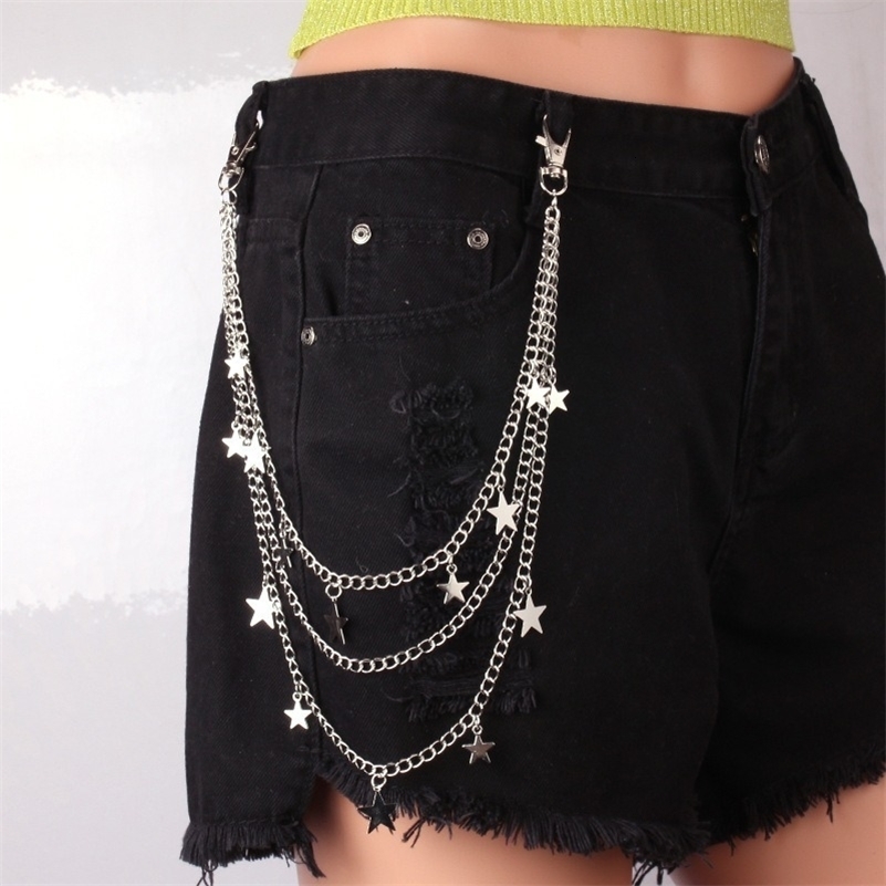 Punk Steet Keychains Chain Women Men Moon Star Rivets Skull Accessories Choice Rock Goth Pants Waist Belt Chain On Jeans260821ww