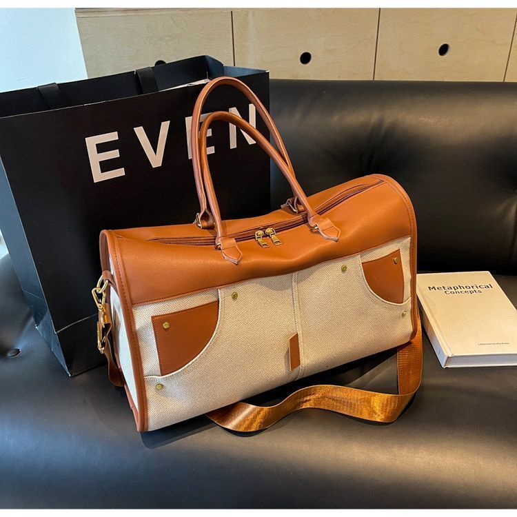 Travel Woven Large Capacity High-End Feel Single Shoulder Business Trip Fitness Storage Korean Style Women's Tote Bag Wholesale 8f