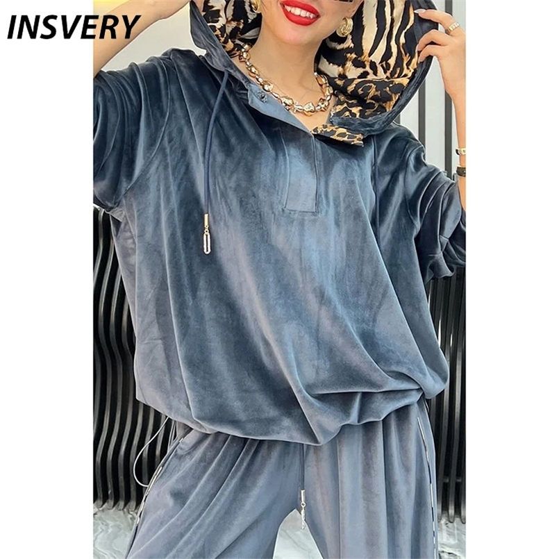 Velvet Long Sleeve Two Piece Set Women Elegant Commute Style Autumn Winter Leopard Printed Hoodies Sweatshirt Pants Outfits 260916