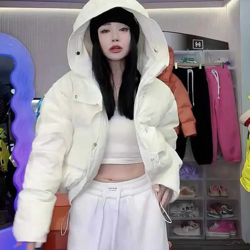 Cropped Chic Coat Winter Cotton Jackets Women Warm Design Parkas Puffer Jacket Bow Tie Streetwear Cold Jacket Winter Clothes H260917