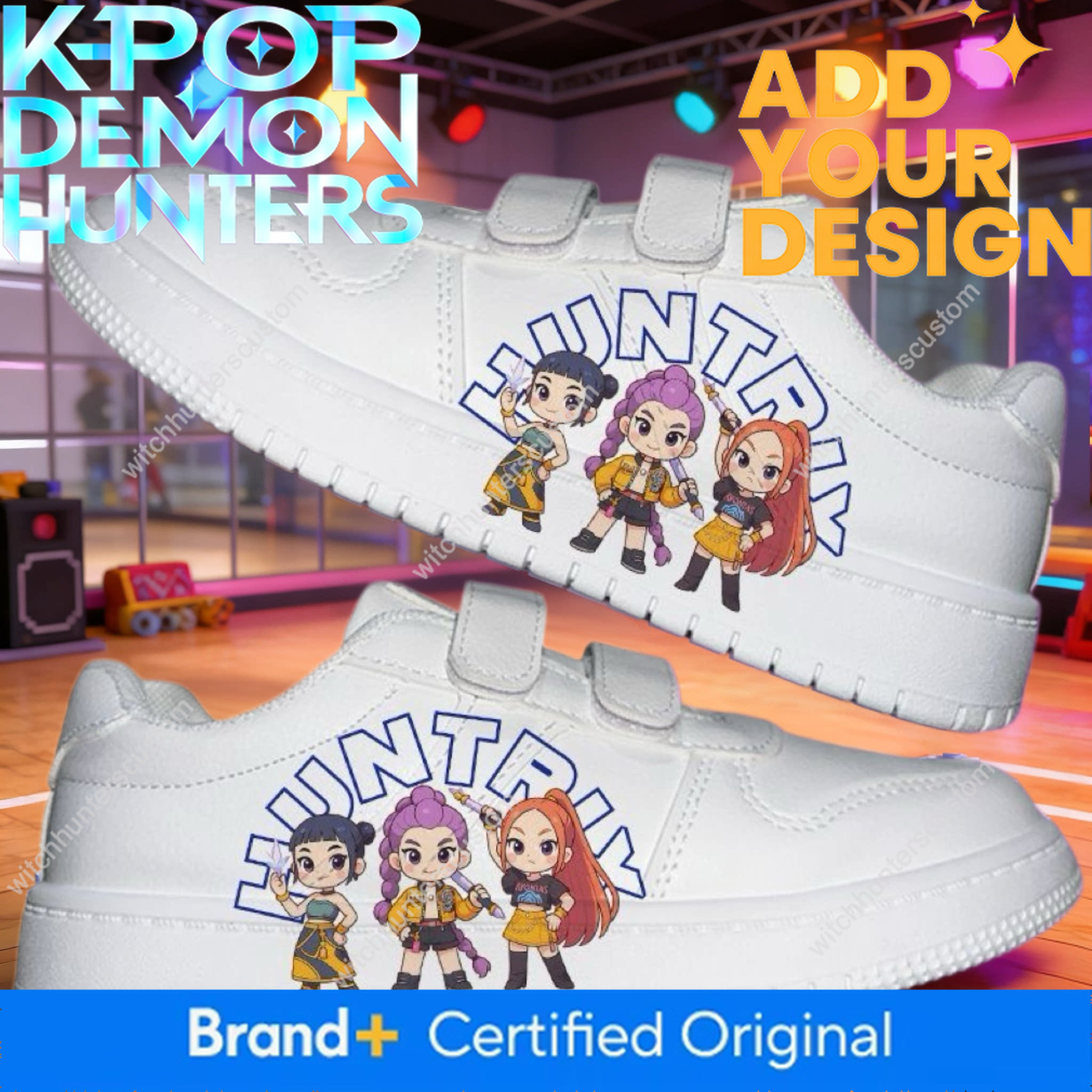 Kpop Hunter Girl Group New Children's Stylish Autumn Velcro Sneakers Slip-On Niche Trendy White Shoes