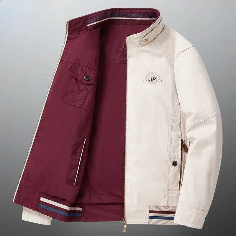 Middle-Aged Men Large Size 8xl Casual Outwear Fashion Stand Neck Coat New Spring Autumn Male Pure Cotton Reversible Jacket C260917