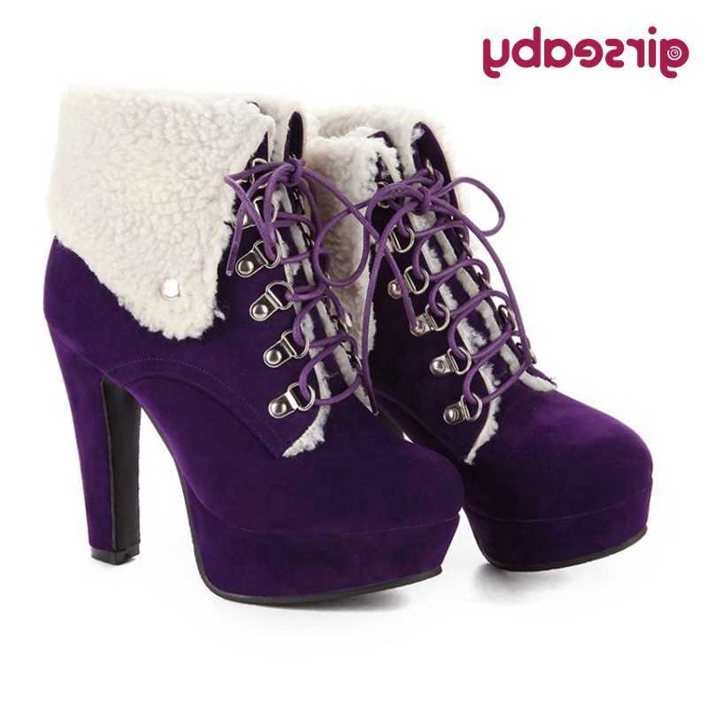 Round Girs Ankle 2021 fashion Toe Size 34-43 Lace Sexy Thick High Heels Ladies Keep Warm Autumn Winter Snow Boots F1334 D260917