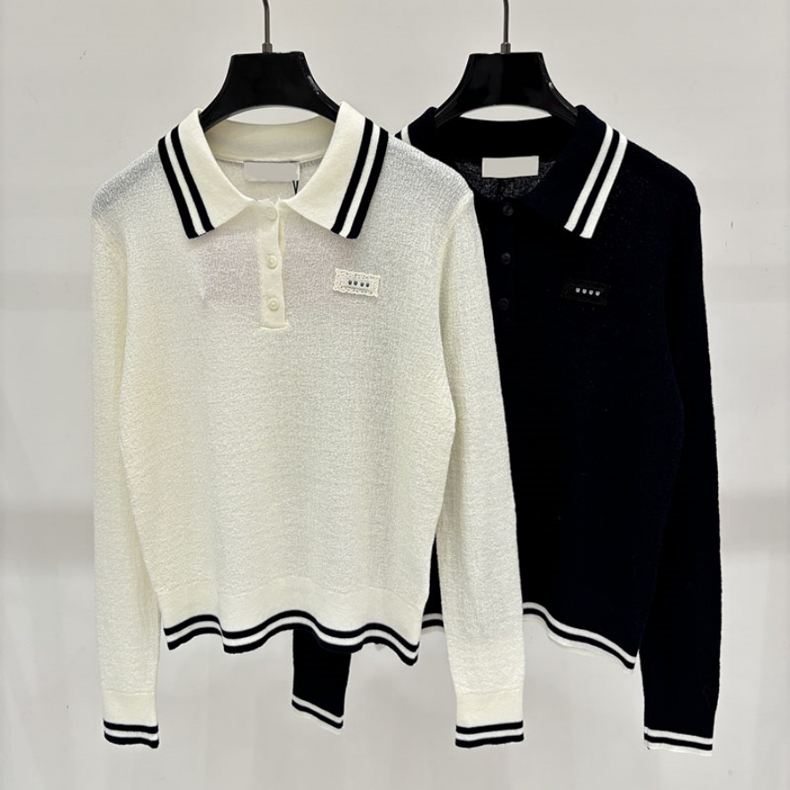Women Classic Sweater Pullover Designer Slim Stretchy Fit Polo Knit Sweater Autumn Winter Simple Thin Preppy Style Sweater