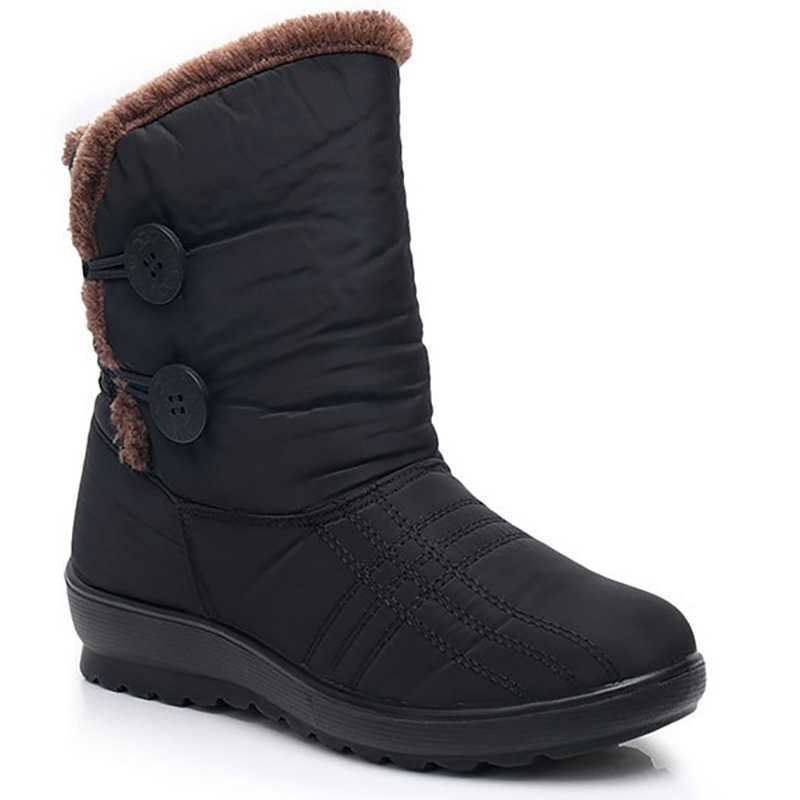 Winter Plus Velvet Warm 3cm Mother Cotton Boots Flat-bottomed Non-slip Waterproof Tendon-soled Snow Boots D260917
