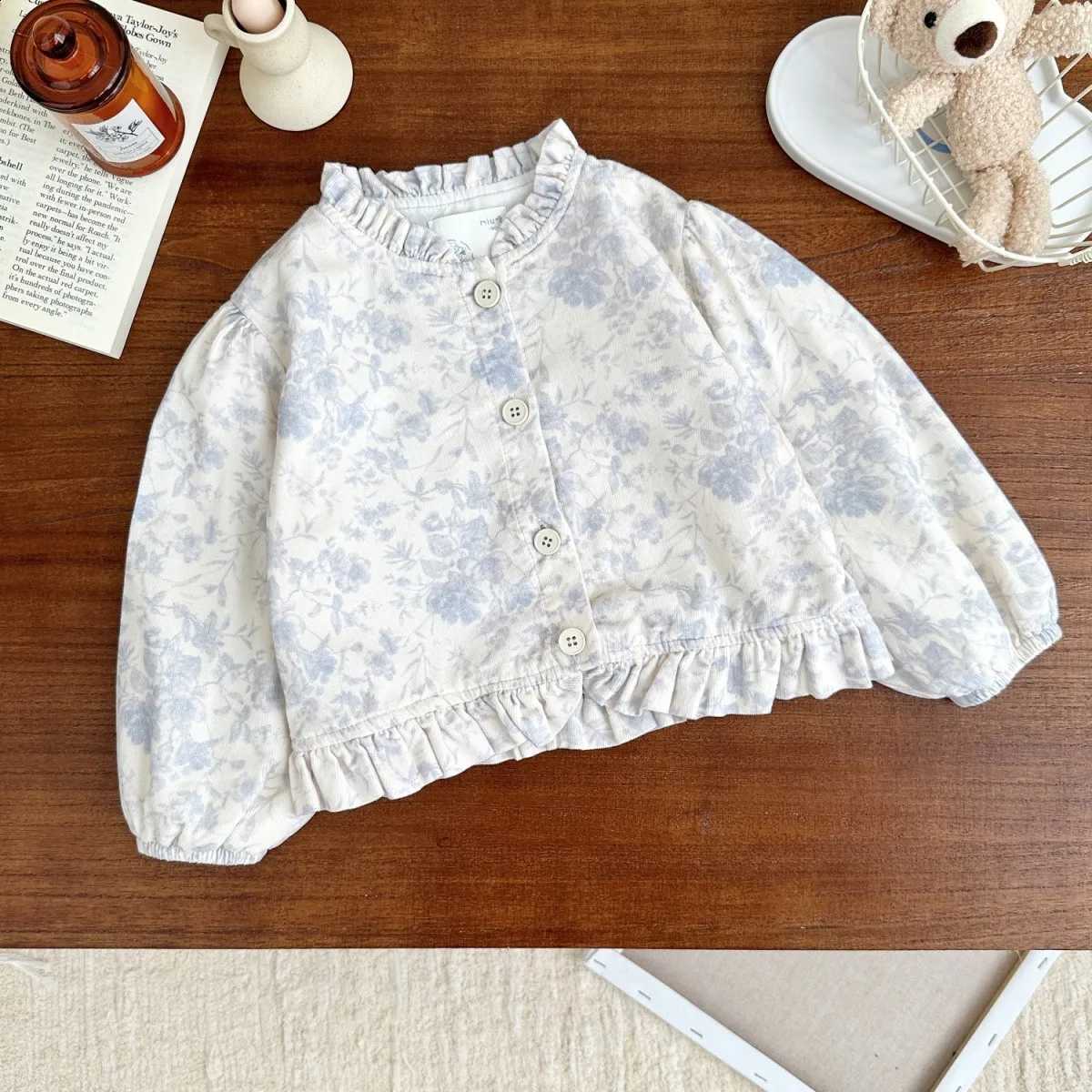 Autumn Girls Spring Jacket New Fashion Toddler Sweet Floral Round Neck Cardigan Outerwear Kids ClothingT260916