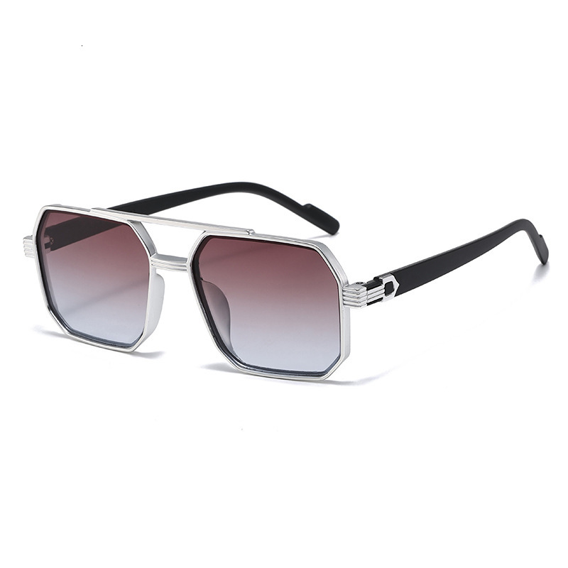 Vintage Brand Designer Luxury Sunglasses 2026 Hot Item: Double-Beam Square Sunglasses, European American Style, Simple Unique, Half-Frame Aviator Fa