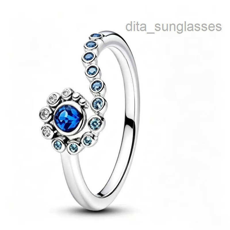 2026 Spring Summer new sun flower designer ring for women girls pink cherry blossom love heart silver gold lovers couple rings jewelry blue white sp