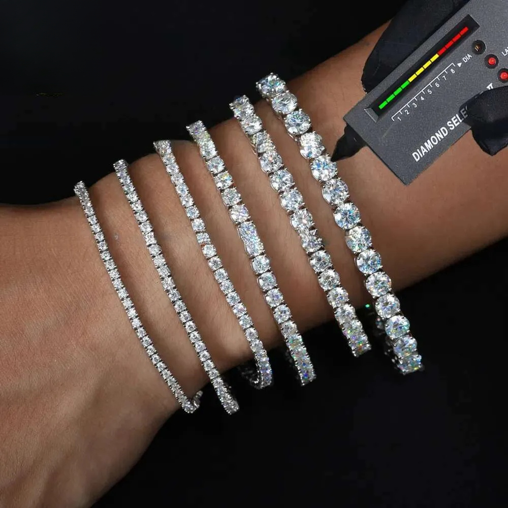 Fie Hip Hop 3/4/5/6/9mm 6 24 iches Jewelry With GRA Plated 925 Sterlig Silver 14k 18k Gold VVS Moissaite Diamod Iced Out Teis Chai Bracelet for Me