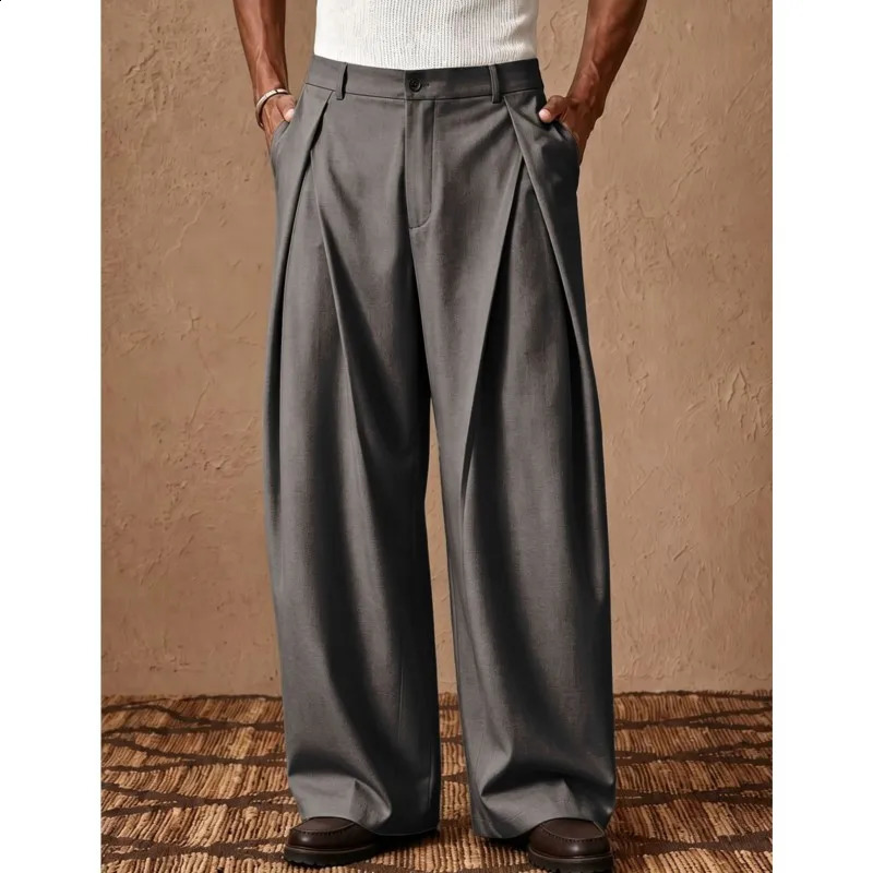 Streetwear Wide leg Casual Pants Men Harajuku Curved Suit Pants Black Flared Long Trousers High-quality pantaloni della tuta 260917